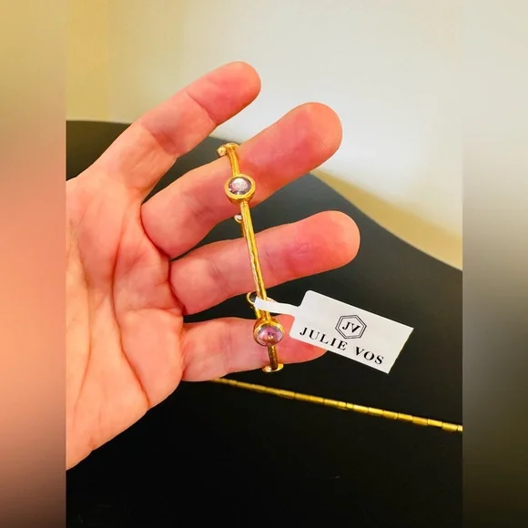 JULIE VOS AUTHENTIC RARE LUXURY MINIMALIST RETRO SUMMER SPRING AMETHYST BANGLE - Picture 11 of 17
